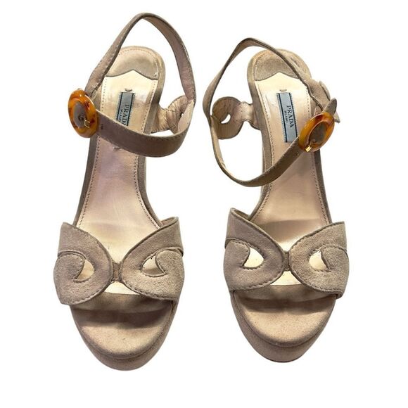 Prada Cream Stiletto Platform Heels 40.5 10.5 - Picture 4 of 12